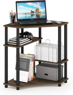 Furinno Turn-N-Tube Platzsparender Eckschreibtisch mit Regalen, Columbia Walnuss/Schwarz, 57. 2 (Breite) x 72. 4 (Höhe) x 56 (Tiefe) cm