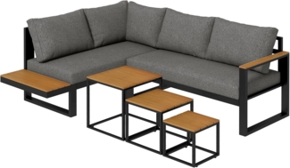 Outsunny Sitzgruppe 5tlg. Gartenmöbel-Set Gartengarnitur mit Ecksofa Doppelsofa Couchtisch, (Gartenlounge-Set, 5-tlg, Balkonmöbel-Set), für Terrasse, Balkon, Grau