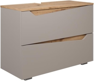 Waschbeckenunterschrank Marelle Greige 80 x 57.5 cm mit 2 Schubladen Vicco