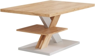 Vicco Couchtisch Eiche/Weiß 90 x 60 cm mit Ablage, Arivo