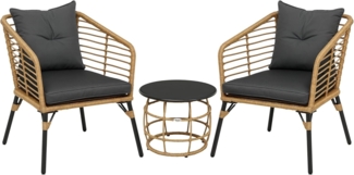 Outsunny Sitzgruppe Bistro-Set, wetterbeständig, (Gartengruppe, 3-tlg, Gartenmöbel-Set), Stahl, Sand+Dunkelgrau