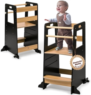 Baby Vivo Lernturm aus Holz höhenverstellbar - Noah in Schwarz