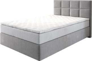 Boxspringbett Dream-Fine 120x200 cm Mikrofaser Grau mit TFK Matratze und Visco Topper