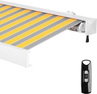 Paramondo Kassettenmarkise Line Markise elektrisch 350x300 cm gelb grau weiß