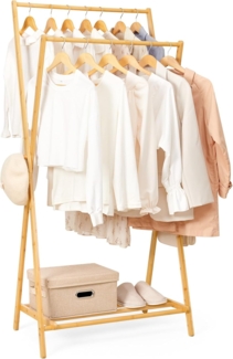Yorbay Kleiderständer Bambus Garderobenständer Doppelstangen-Kleiderständer 86 x 45 x 160 cm, tragbarer Kleiderständer mit Oxford-Stoffständer an der Unterseite