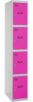 Simon Rack Simonlocker Metallschrank, 4 Türen, inkl. Schlüssel, 1800 x 400 x 500 mm, Grau/Rosa