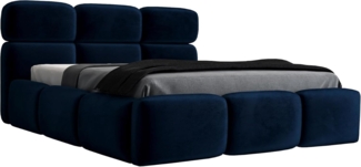 Polsterbett MAROKO 140x200 ohne Matratze mit Bettkasten und Lattenrost. Farbe: Blau 11