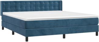 vidaXL Boxspringbett mit Matratze Dunkelblau 180x200 cm Samt 3131217