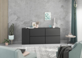 BMG Möbel Schranksystem Model+ (5 teilig bestehend aus, 1x Schrank mit Tür, 4x Schrank mit Klappenfunktion, Softclose) Schränke können individuell angeordnet werden