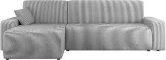 Ecksofa Pixalo L Cord mit Schlaffunktion und Bettkasten (Farbe: Poso 110)