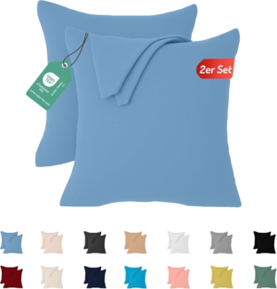 Livessa 2er Set Kissenbezug 60x60 aus%100 Baumwolle Jersey Stoff - Verdeckter Reißverschluss, Kopfkissenbezug 60x60 cm, Kissenhülle, Ultra weich und atmungsaktiv, Oeko-Tex Zertifiziert