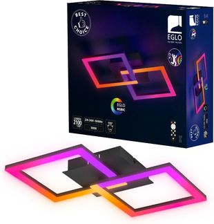 Eglo 75753 BEST CHOICE Deckenleuchte RGBIC Stahl schwarz LED 2X9,8W 3000K L:52. 5cm B:31cm H:8cm dimmbar