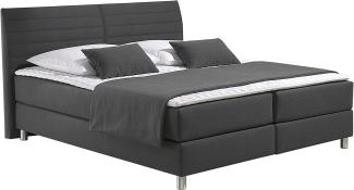 Maintal Boxspringbett Denver, 160 x 200 cm, Strukturstoff, 7-Zonen-Taschenfederkern Matratze h2, Anthrazit