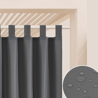 ROOM99 Outdoorvorhäng mit Schlaufen Garden Line 155x250 cm Breite x Höhe Outdoor Vorhang wetterfest Wasserdicht Sichtschutz Sonnenschutz Gardinen Garten Winddicht Dunkelgrau, 1 Stück