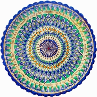 4BIG. fun Dekoteller Rishtan Lagan Ø42 cm Orientalischer Ljagan Teller (Teller Usbekisch Handgemalt)