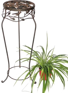 Blumenhocker Metall Schwarz Rund 78 cm Blumenständer 18215 Blumensäule Antik Pflanzenständer Pflanzenhocker Vintage