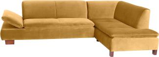 Terrence Ecksofa Samtvelours Mais Buche Nussbaumfarben