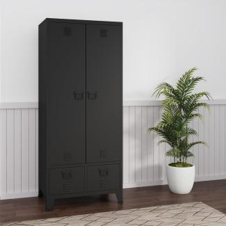 Kleiderschrank Hankasalmi mit 2 Schubladen 180x90x40 cm Schwarz [en. casa]