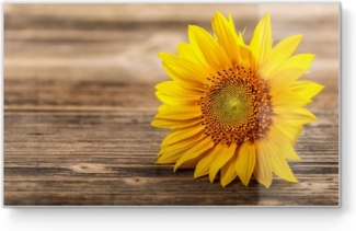 DEQORI Schneidebrett 'Sonnenblume auf Holz', Glas, Platte Frühstücksbrett Schneideplatte