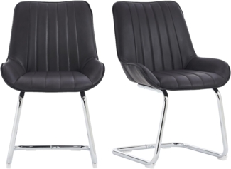 SeedWave Freischwinger 2er Set, Ergonomisch Gepolstert mit PU-Bezug, Robuste Stahlbeine, Rutschfest, Vertikale Ziernähte, Leicht Aufzubauen, Modernes Design