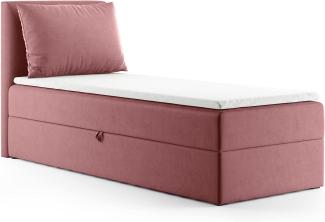 Boxspringbett Egro Mini mit Bettkasten und Kissen - Einzelbett mit Bonell-Matratze und Topper, Polsterbett (Pink (Kronos 29), 100 x 200 cm)