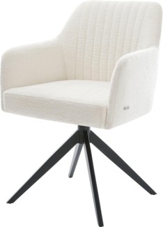 Drehstuhl Greg-Flex Bouclé Soft Beige Kreuzgestell breit Schwarz 360° drehbar Wippfunktion Taschenfederkern