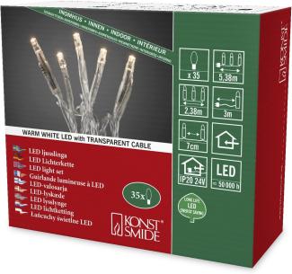 Konstsmide 6352-123 Micro LED Lichterkette / für Innen (IP20) / 24V Innentrafo / 35 warm weiße Dioden / transparentes Kabel