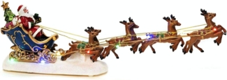 Konstsmide LED Szenerie Weihnachtsmann im Schlitten mit Rentieren, 10 bunte Dioden, batteriebetrieben, Innen - 4205-000, Mehrfarbig