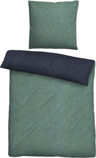biberna 0840500 Melange-Flanell Bettwäsch UNI, schilfgrün, 1x 155x200 cm + 1x 80x80 cm