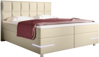 Boxspringbett Milano mit LED (Kunstleder) 120x200 Beige H4