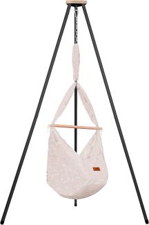 Federwiege mit Tipi Dreamcatcher AltRosa Anthrazit Schafwolle