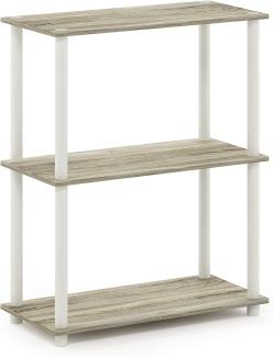 Furinno 3-Ebenen kompaktes Mehrzweck-Regal, holz, Sonoma Eiche/Weiß, 75. 18x59. 94x29. 46 cm