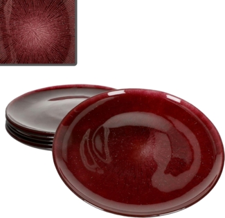 MamboCat Speiseteller 6x Suez Speiseteller Ø27cm Glas Rot Glitzer Essteller Weihnachten, Weihnachtsgeschirr, Weihnachten, Weihnachtsset, Geschirr
