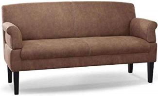 CAVADORE 3-Sitzer Küchensofa Malm, Sitzbank für Küche oder Esszimmer in Lederoptik, Inkl. Armteilverstellung, Federkern und moderner Kontrastnaht, 182 x 97 x 78, Mikrofaser: hellbraun