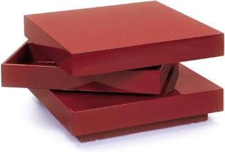 Dmora Beistelltisch mit drehbarer Doppeltischplatte aus MDF, glänzend rot lackiert