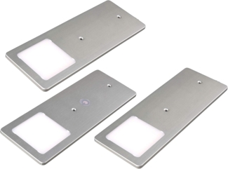 kalb LED Unterbauleuchte silber 5W - sehr flache Küchenleuchte mit Touch-Dimmfunktion, 3er Set neutralweiß, neutralweiss