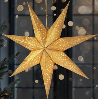 BRUBAKER LED Stern 60 cm Papier Weihnachtsstern zum Aufhängen - LED Adventsstern, Hängender Leuchtstern - Beleuchtbar mit Batterie, LED fest integriert, Warmweiß, Weihnachtsdeko für Fenster - 3D Papierstern mit Timer-Funktion