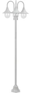 vidaXL Garten-Pollerleuchte E27 220 cm Aluminium 3-Laterne Weiß 44206