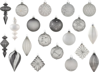 Weihnachtskugel 35er Set FROSTFALL Glas Grau