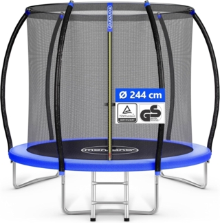 Monzana Trampolin Gartentrampolin, Komplettset inkl. Sicherheitsnetz Innen Leiter Randabdeckung, Schwarz, Ø 244cm