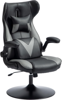 Vinsetto Gaming Stuhl mit Wippenfunktion, ergonomischer Computerstuhl, höhenverstellbar Bürostuhl, drehbar Schreibtischstuhl mit Kopf- und Lendenkissen, bis 120 kg belastbar, Schwarz+Grau