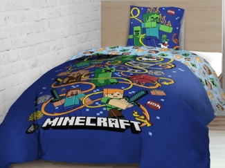 Minecraft Bettwäsche für Jungen 135x200 80x80 cm Motiv Creeper Creeps aus 100% Baumwolle
