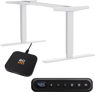 boho office® homedesk - elektrisch stufenlos höhenverstellbares Tischgestell mit Memoryfunktion (Weiß (RAL9016))