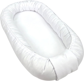 WIKLINOPOL Babynest Set für Neugeborene – Baby Nestchen 85x45 cm in Weiß – Tragbares Babynest mit Matratze – Waschbares Baby Nestchen aus 100 % Baumwolle – Sicher für Zuhause & Reisen