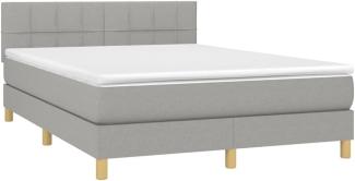 vidaXL Boxspringbett mit Matratze Hellgrau 140x190 cm Stoff 3140609