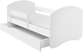 Kinderbett Jugendbett mit einer Schublade und Matratze Weiß ACMA II (140x70 cm + Schublade, Weiß)