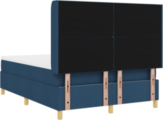 vidaXL Boxspringbett mit Matratze mit Kopfteil Blau 140x200 cm Stoff 3341902