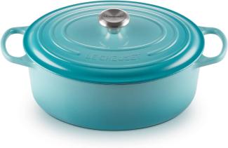 Le Creuset Bräter 'Signature' , Gusseisen , Oval, für alle Herdarten und Induktion geeignet, Karibik, 31,0 cm