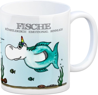 speecheese Tasse Honeycorns Kaffeebecher mit Sternzeichen Fische Motiv Tasse Becher