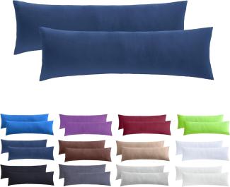 NatureMark 2er Pack Jersey Kissenbezug Kissenhülle Kissenbezüge Seitenschläferkissen Nackenkissen viele Größen und Farben ÖKO-TEX (80x80 cm, Navy blau)